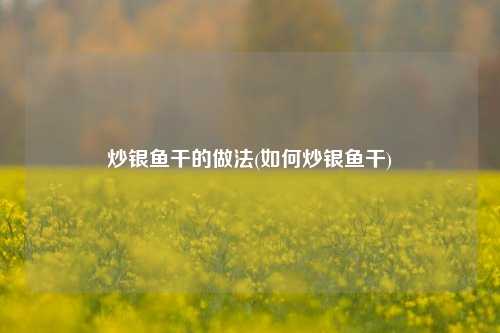 炒银鱼干的做法(如何炒银鱼干)
